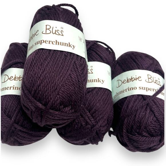 4 Skeins Debbie Bliss CASHMERINO SUPER CHUNKY Wool Yarn 🟣 16003 Dark Purple - Picture 3 of 11